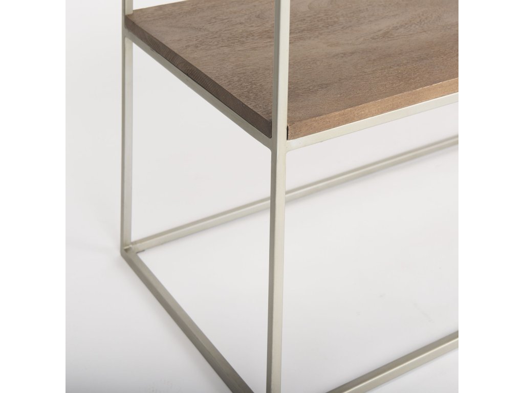 I 63L x 15W x 31H Brown Wood w/ Silver Metal Frame 2 Drawer Console Table - image 11