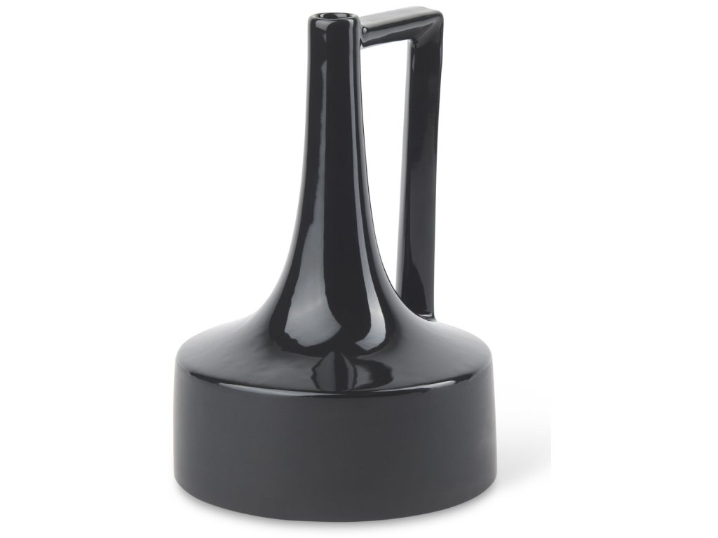 11.6H Medium Glossy and Matte Black Ceramic Jug Vase - main image
