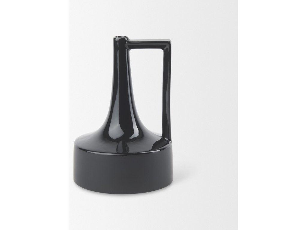 11.6H Medium Glossy and Matte Black Ceramic Jug Vase - image 3