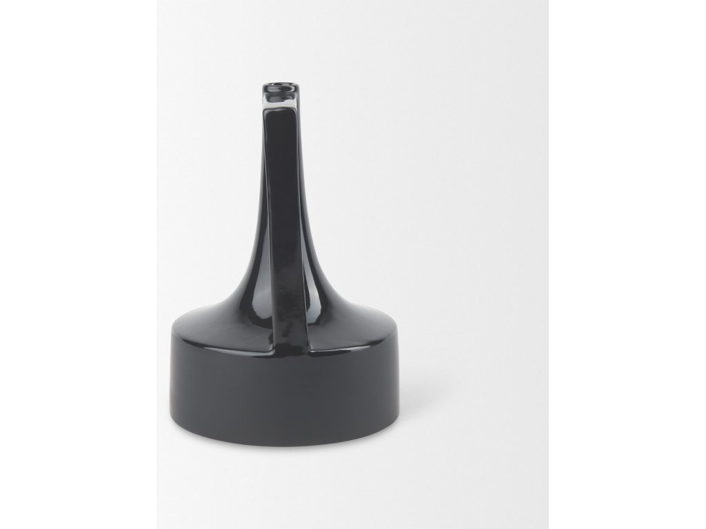 11.6H Medium Glossy and Matte Black Ceramic Jug Vase - image 4