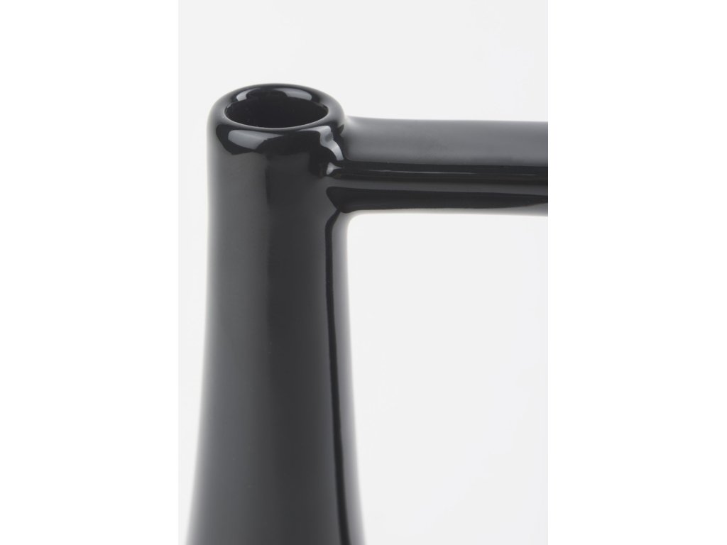 11.6H Medium Glossy and Matte Black Ceramic Jug Vase - image 7