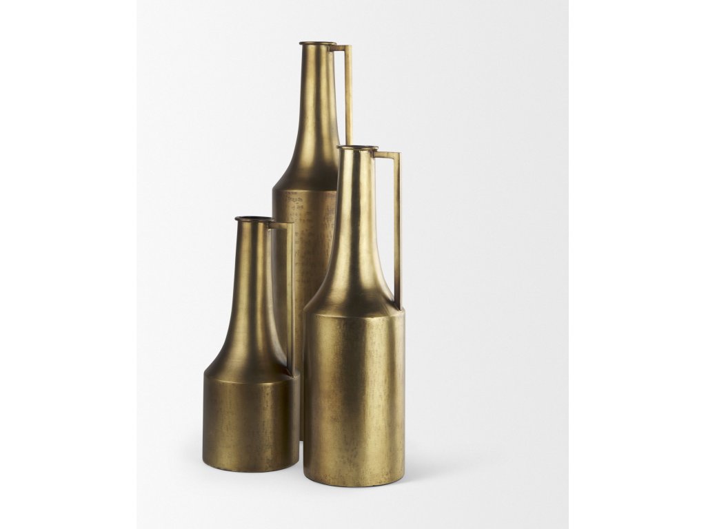 Small 14.0H Gold Iron Flower Jug Vase - image 8