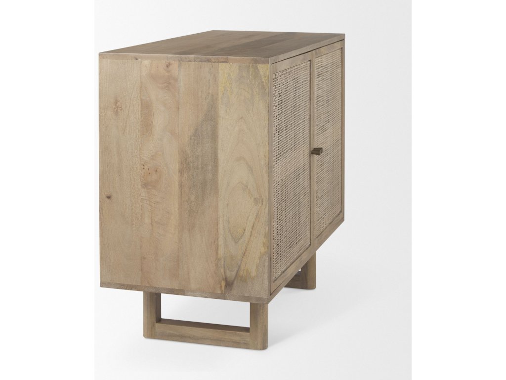 36L x 18W x 31H Light Brown Wood w/ Cane 2 Door Accent Cabinet - image 6
