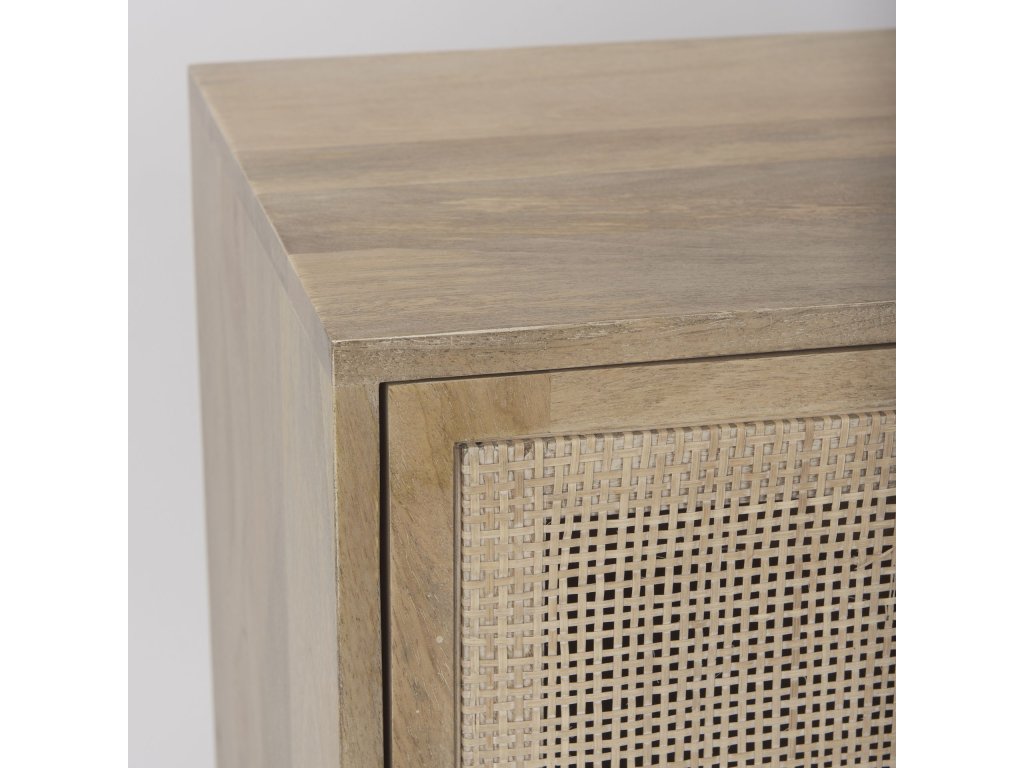 36L x 18W x 31H Light Brown Wood w/ Cane 2 Door Accent Cabinet - image 7