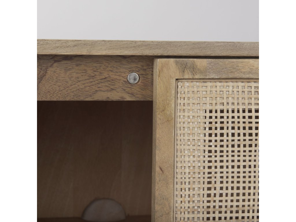 36L x 18W x 31H Light Brown Wood w/ Cane 2 Door Accent Cabinet - image 9