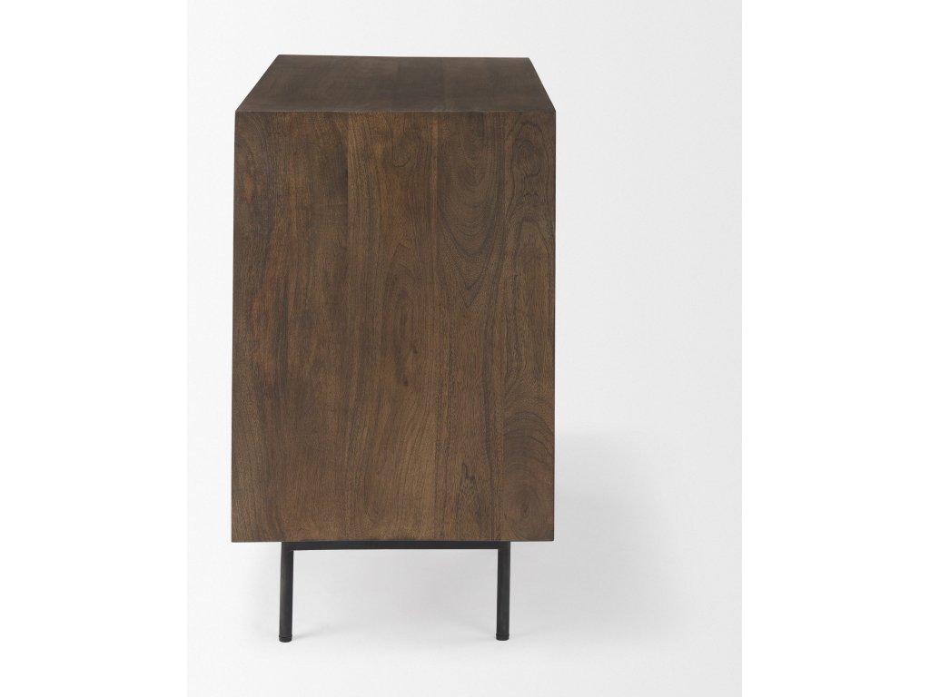 35.5L x 18.0W x 31.0H Medium Brown Wood w/Black Metal Frame 3 Drawer Accent Cabinet - image 2