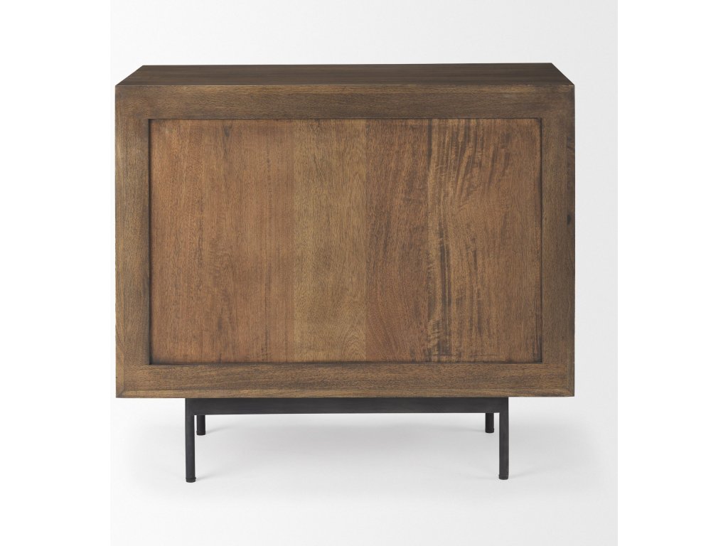35.5L x 18.0W x 31.0H Medium Brown Wood w/Black Metal Frame 3 Drawer Accent Cabinet - image 3