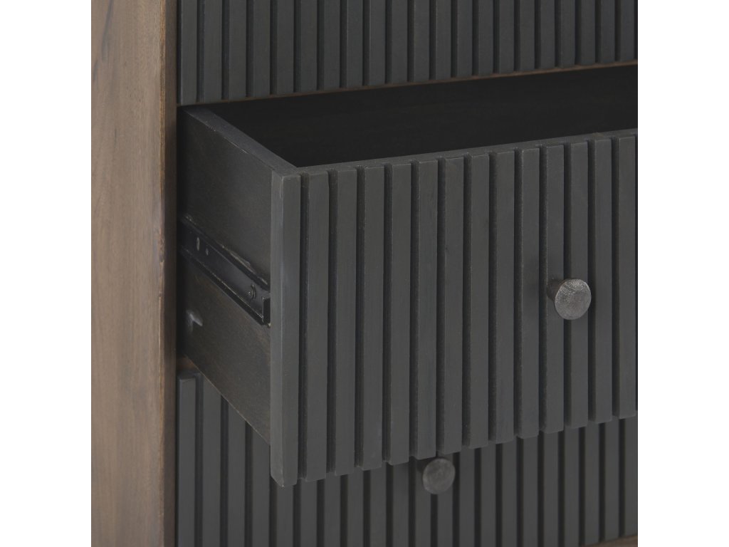 35.5L x 18.0W x 31.0H Medium Brown Wood w/Black Metal Frame 3 Drawer Accent Cabinet - image 7