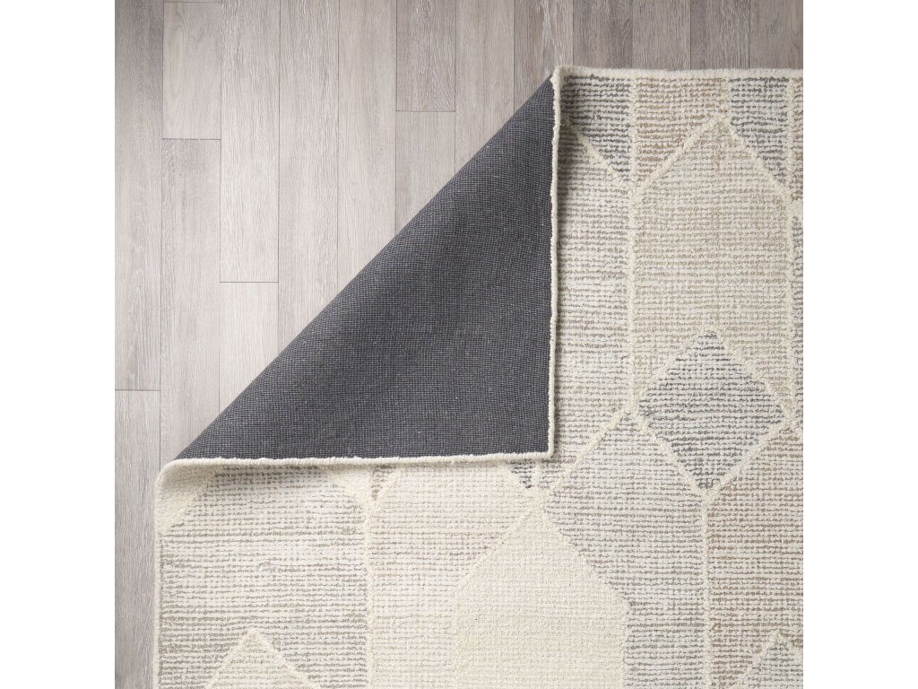 8X10 Neutral Geometric Patterned Wool Area Rug - image 2