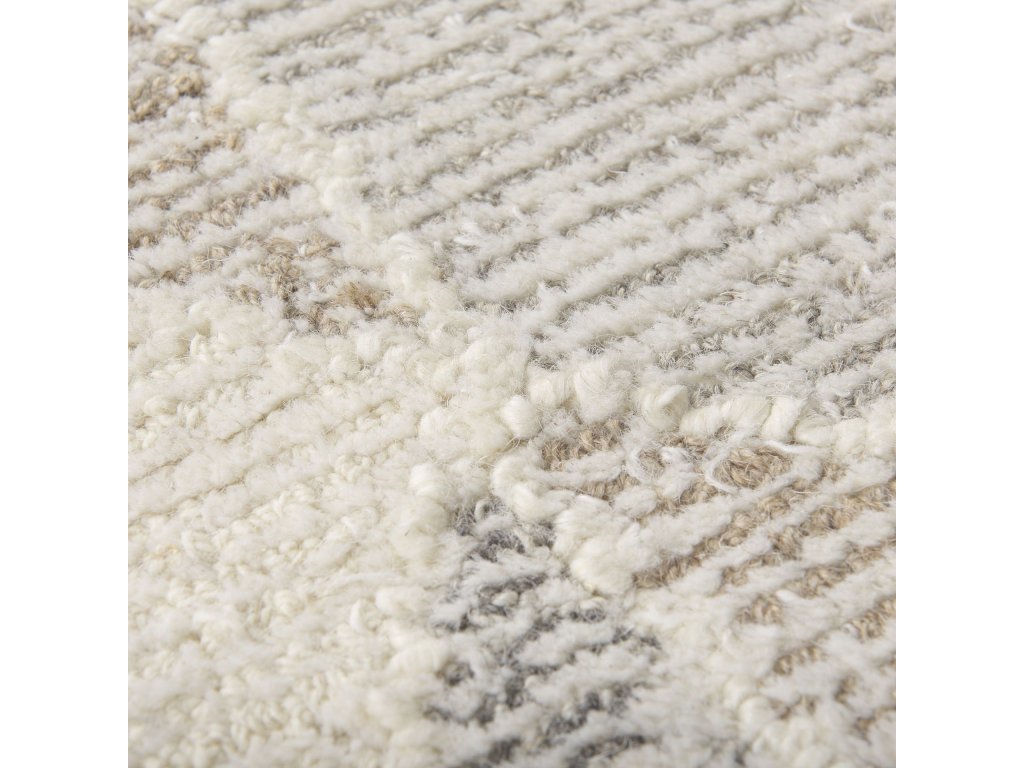 9X12 Neutral Geometric Patterned Wool Area Rug - image 5