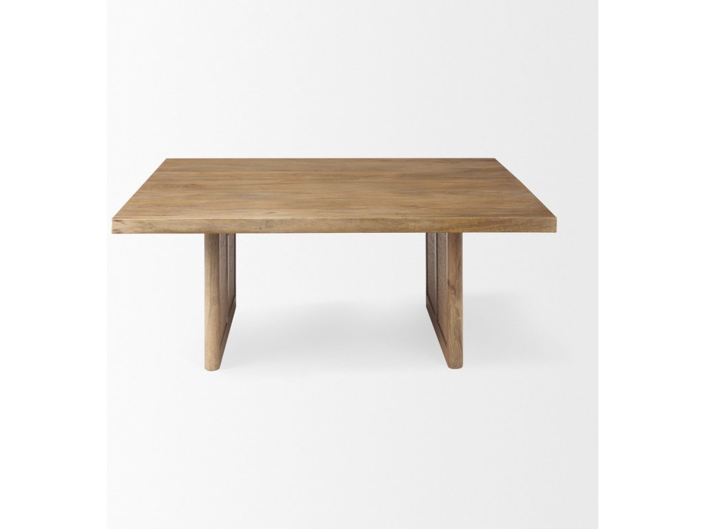 42" Square Light Brown Wood w/ Cane Coffee Table - image 4
