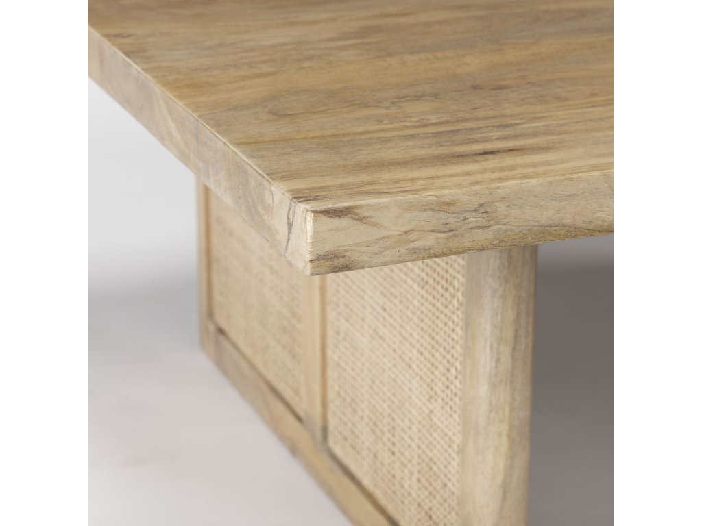 42" Square Light Brown Wood w/ Cane Coffee Table - image 6