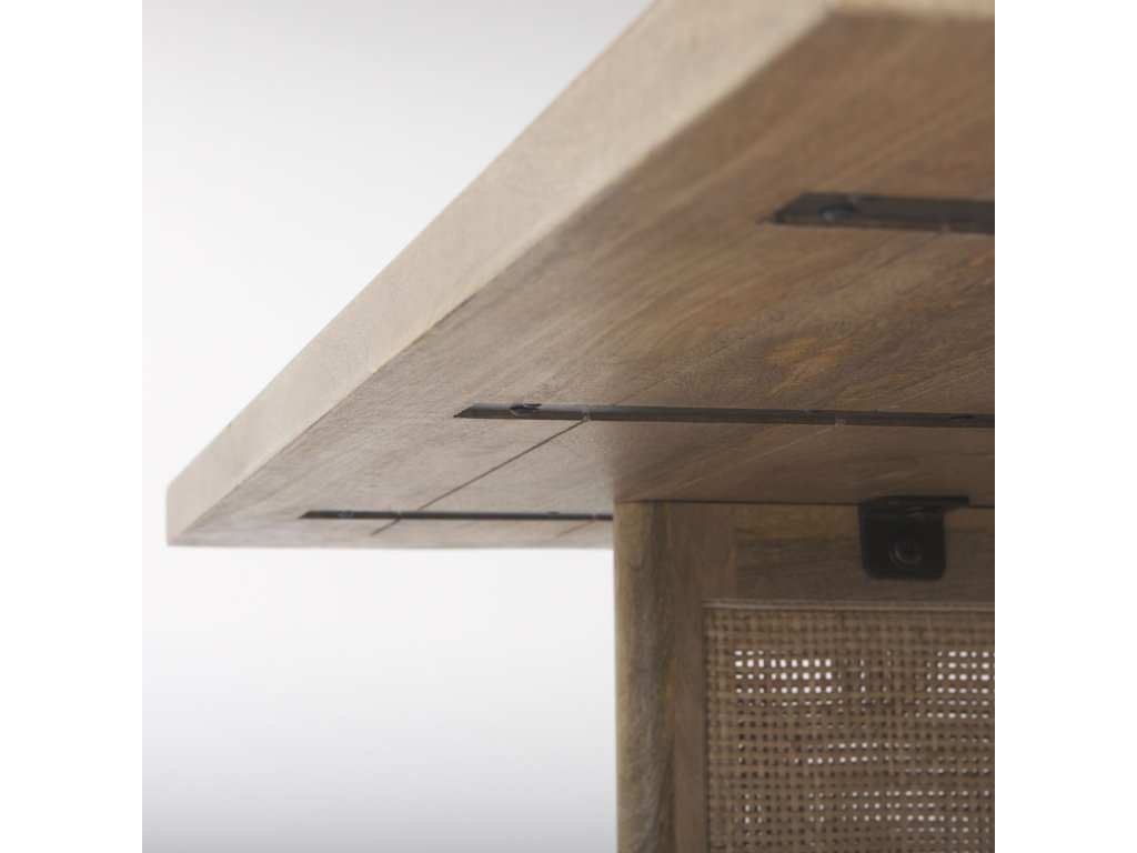 42" Square Light Brown Wood w/ Cane Coffee Table - image 8
