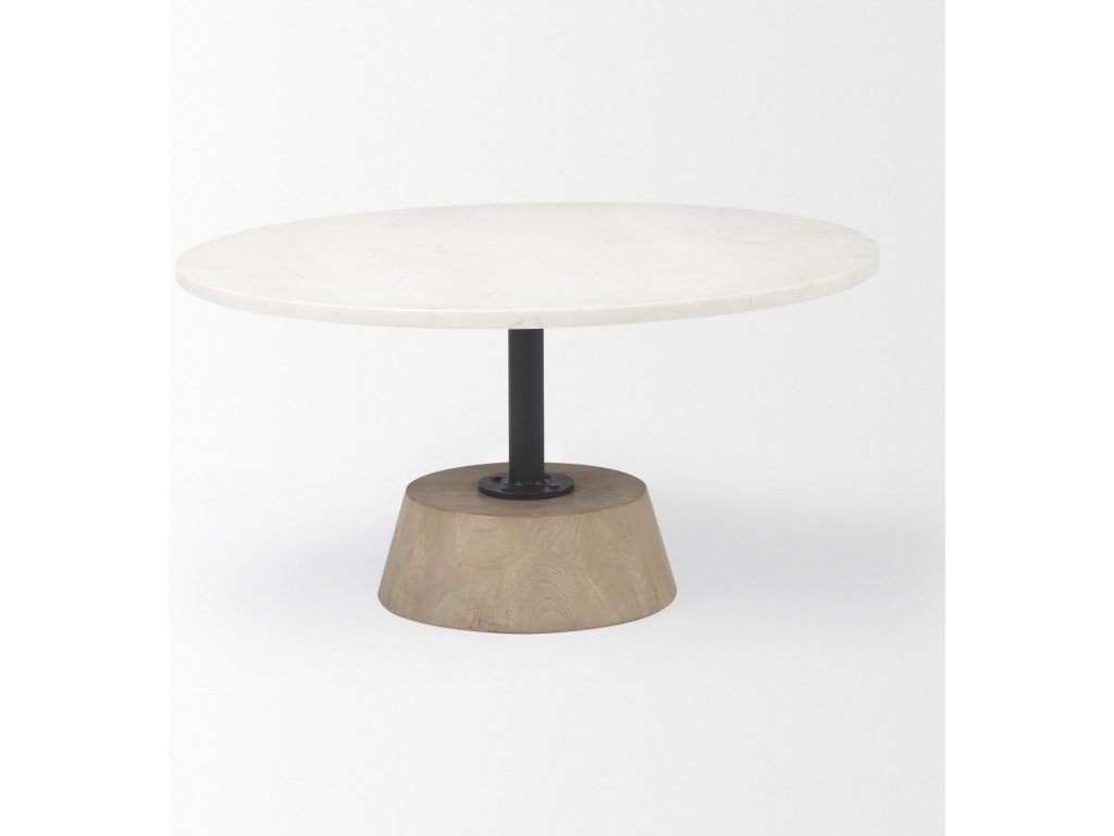 Marble Top Pedestal Base Round Coffee Table - image 2