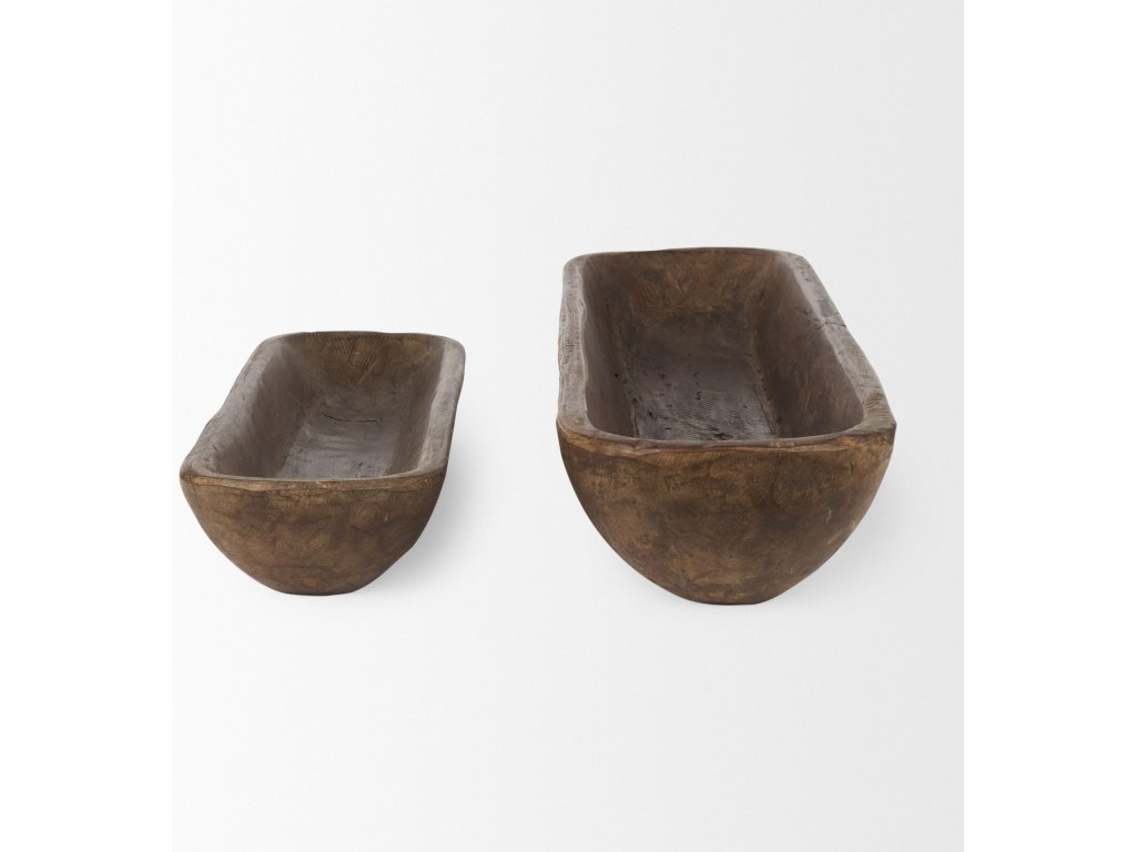 Set of 2 Extra Large Medium Brown Reclaimed Wood Trays - image 2