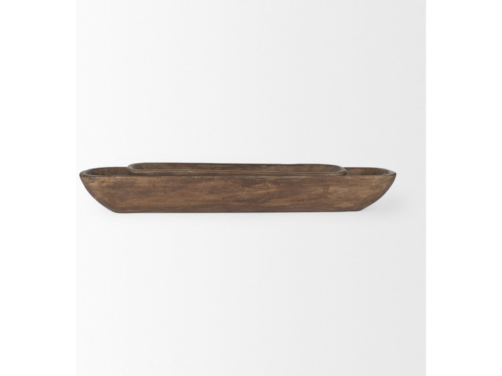 Set of 2 Extra Large Medium Brown Reclaimed Wood Trays - image 4