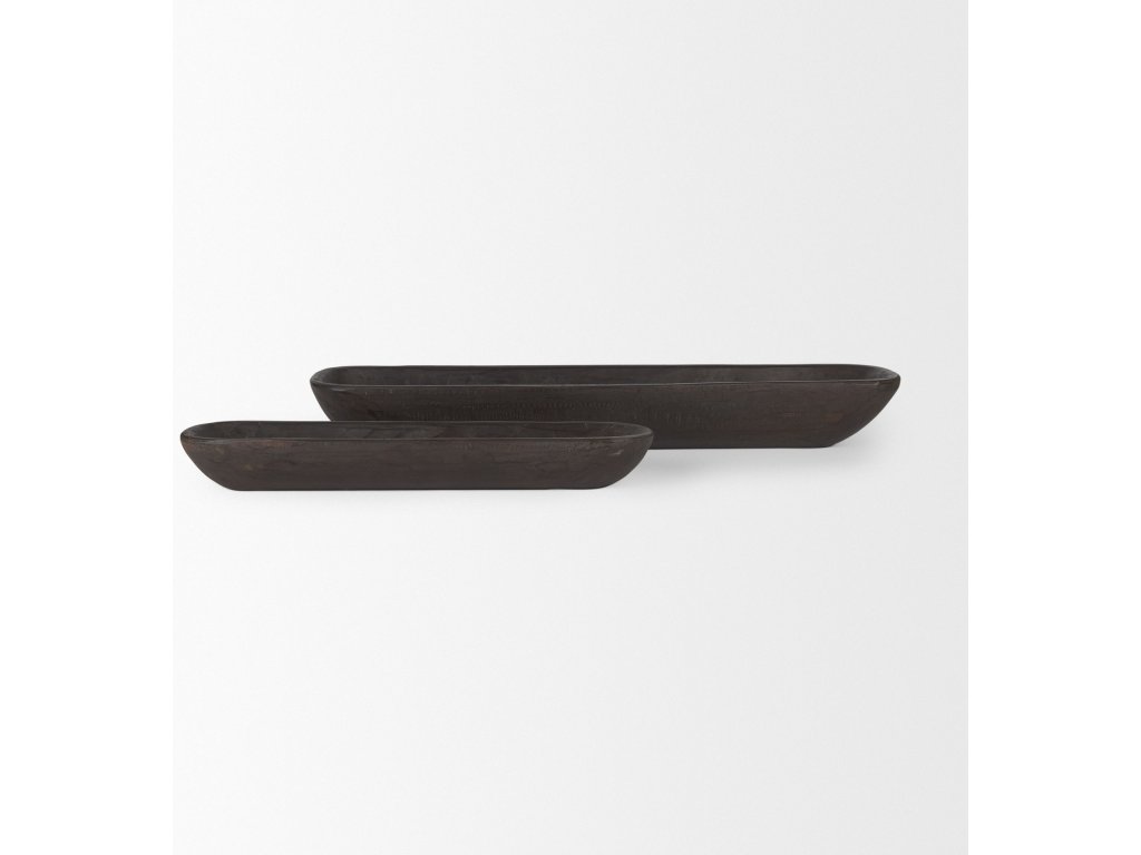 Set of 2 Extra Large Black-Brown Reclaimed Wood Trays - image 1