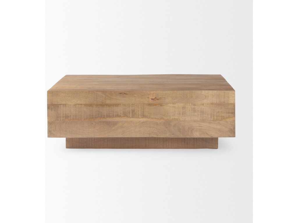 Light Brown Wood Rectangular Coffee Table - image 2