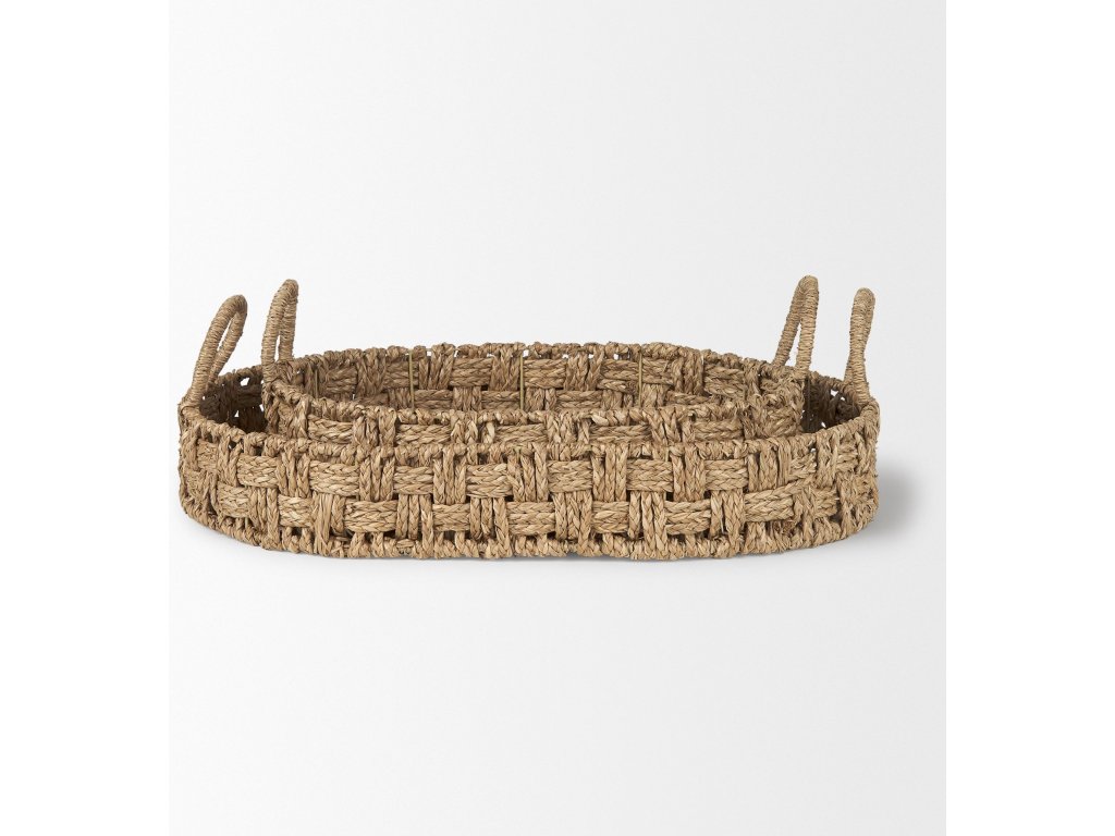 Set of 2 Large Basketweave Seagrass Trays w/ Loop Handles - image 5