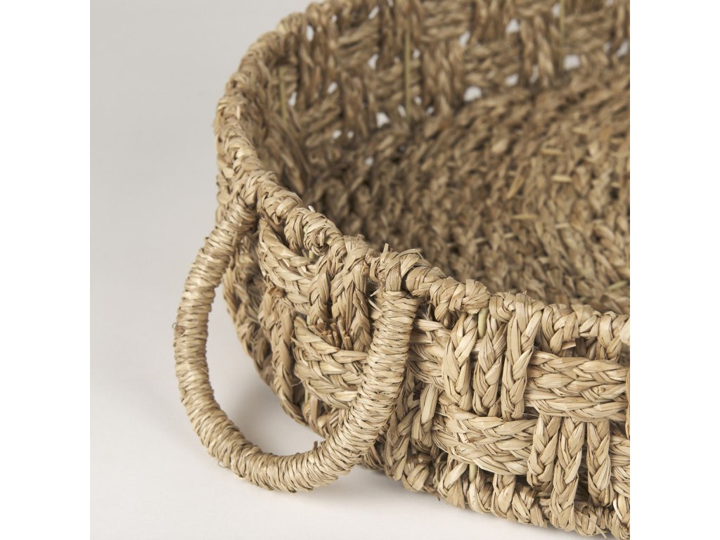 Set of 2 Large Basketweave Seagrass Trays w/ Loop Handles - image 8