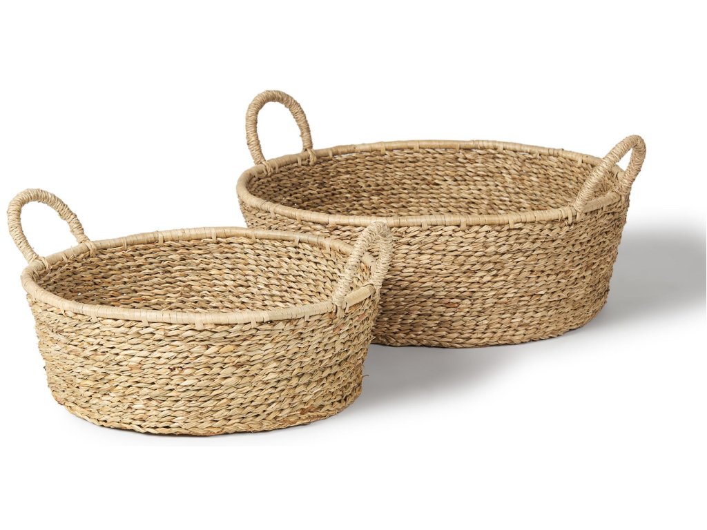 Set of 2 Deep Nesting Seagrass Baskets w/ Handles - main image