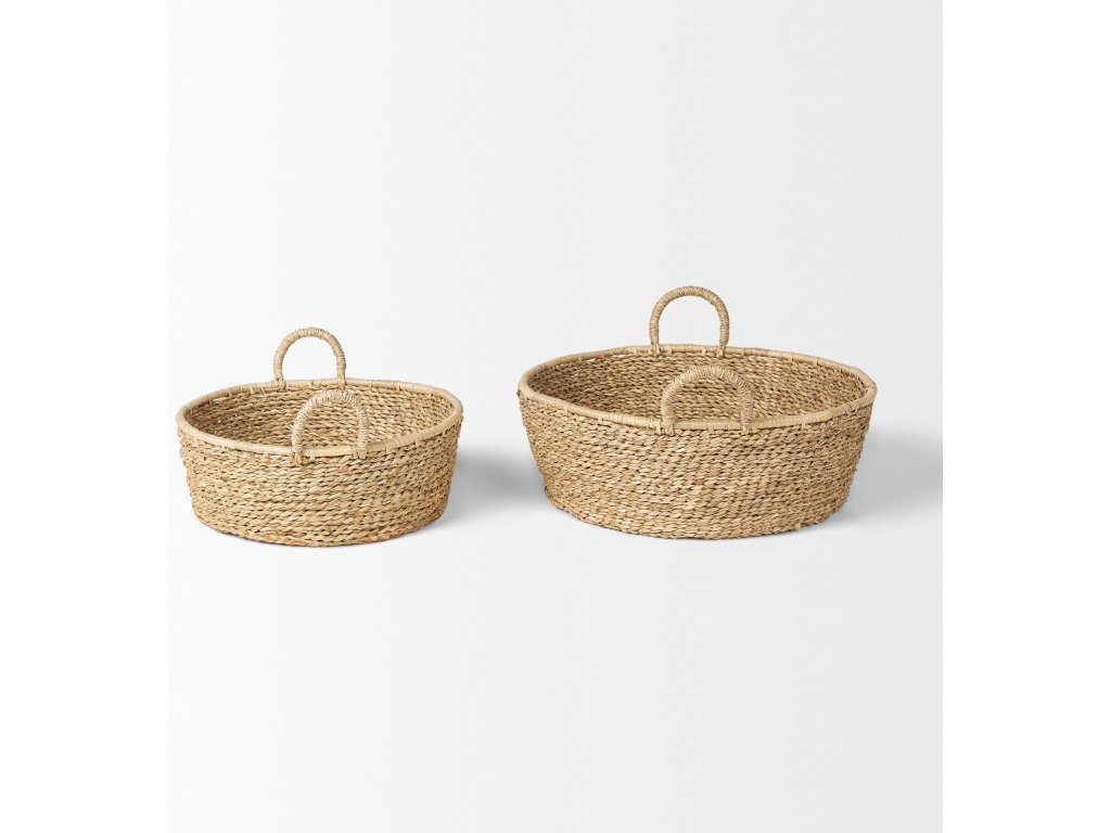 Set of 2 Deep Nesting Seagrass Baskets w/ Handles - image 3