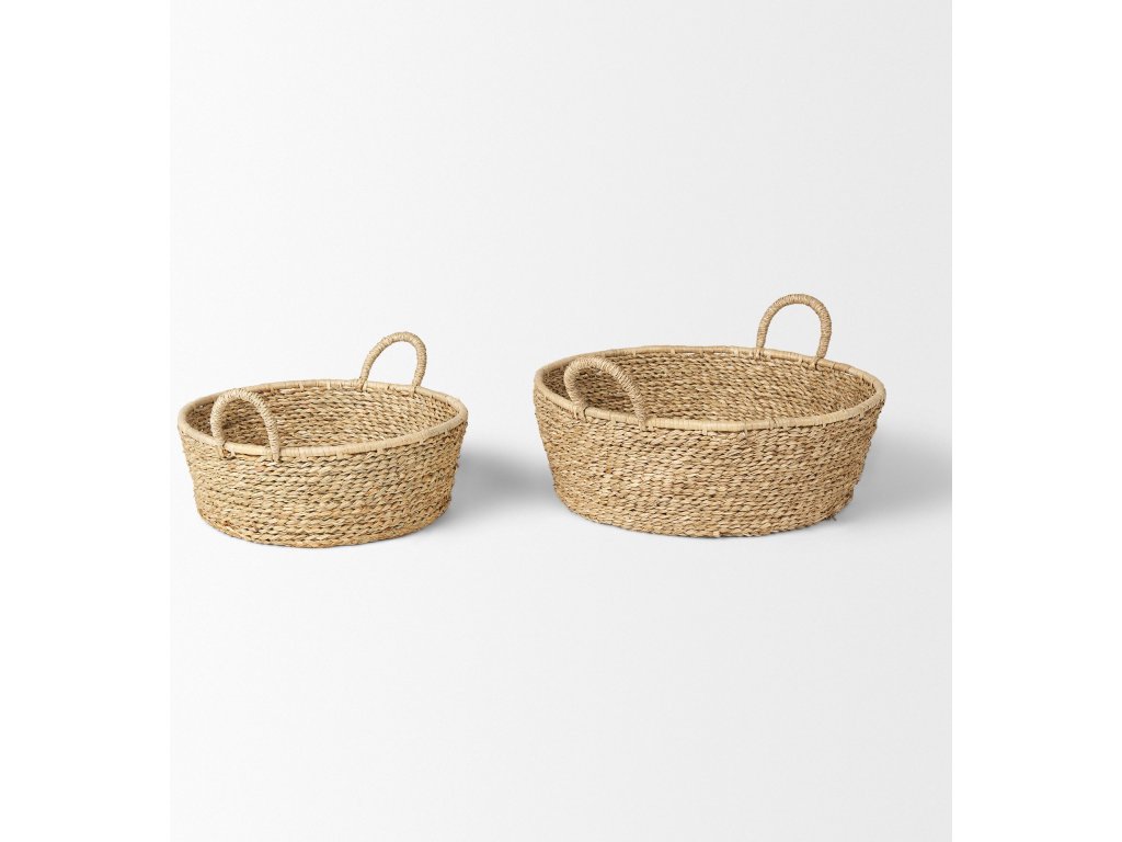 Set of 2 Deep Nesting Seagrass Baskets w/ Handles - image 4