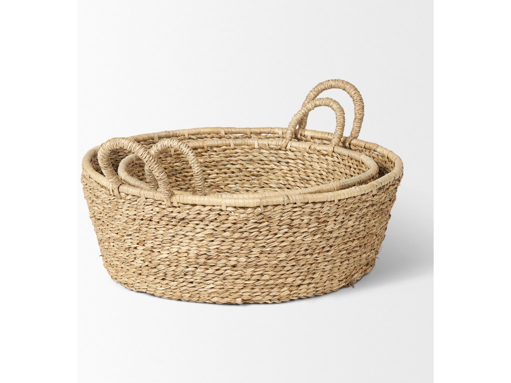 Set of 2 Deep Nesting Seagrass Baskets w/ Handles - image 5