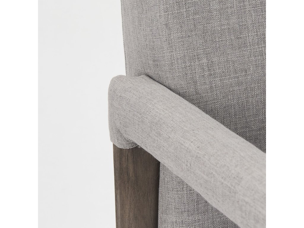 Grey Fabric Wrap Brown Wooden Frame Dining Chair - image 10