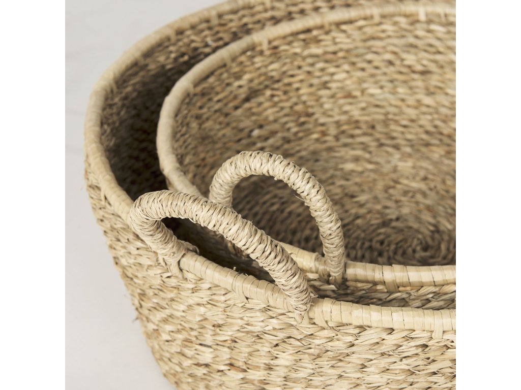 Set of 2 Deep Nesting Seagrass Baskets w/ Handles - image 7