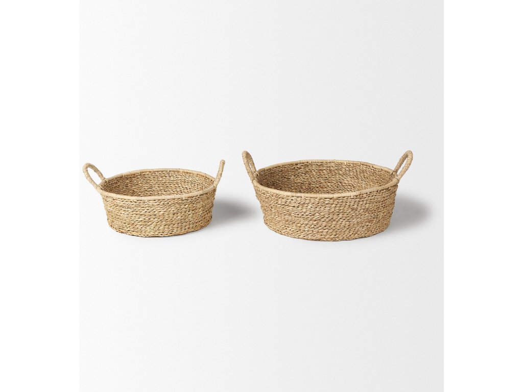 Set of 2 Deep Nesting Seagrass Baskets w/ Handles - image 2
