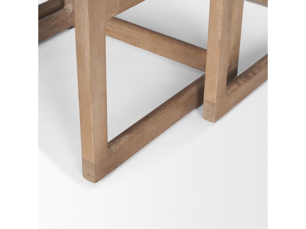 Set of 2 Light Brown Solid Wood w/ Cane Nesting Accent Tables - image 11