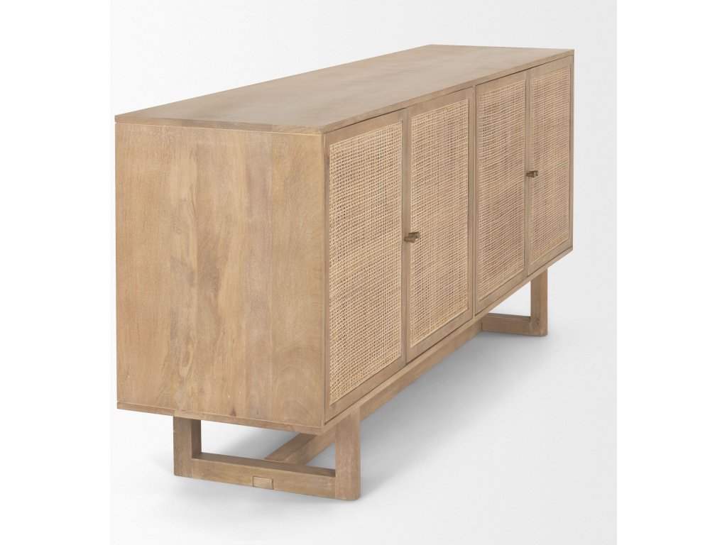 72.0L x 18.0W x 31.0H Light Brown Solid Wood w/Cane Sideboard - image 6