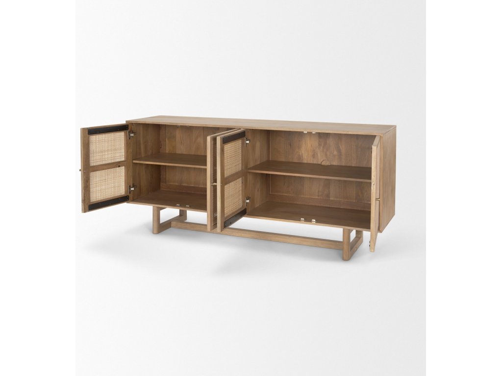 72.0L x 18.0W x 31.0H Light Brown Solid Wood w/Cane Sideboard - image 7