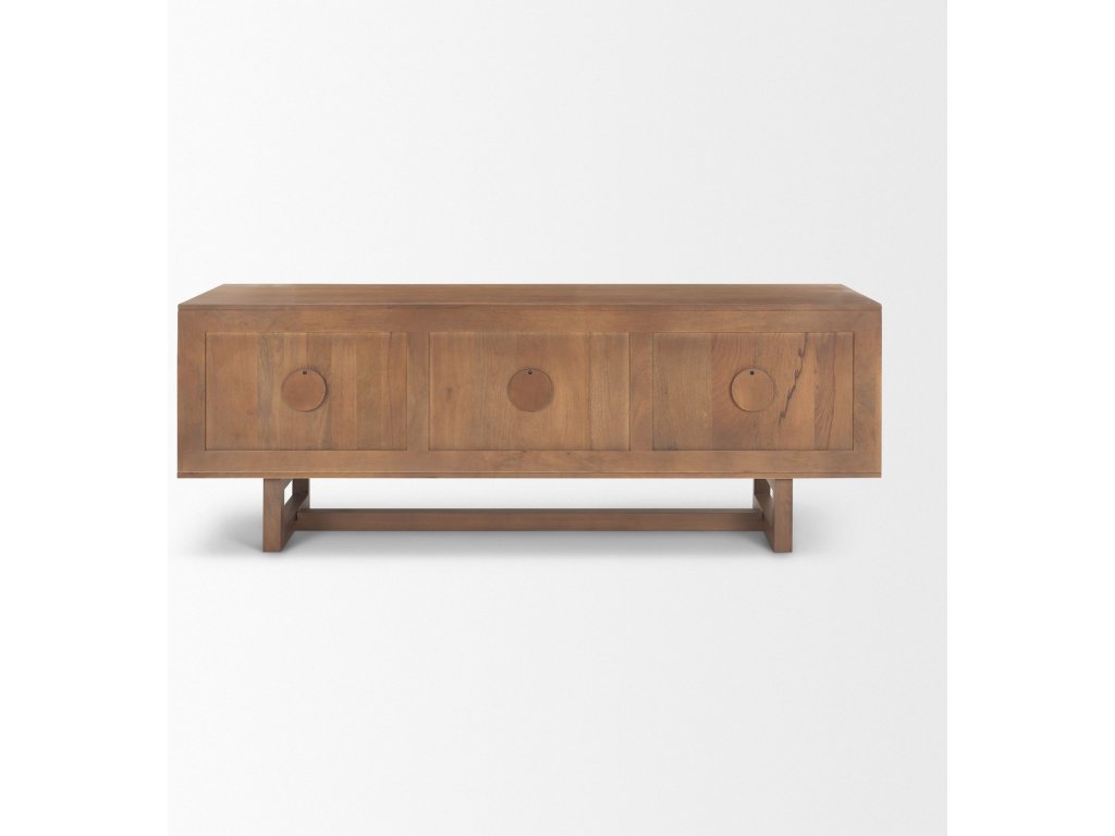 65.0L x 18.75W x 23.0H Medium Brown Solid Wood w/Cane Media Console - image 6
