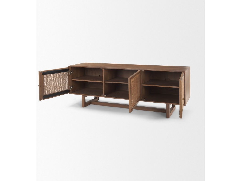65.0L x 18.75W x 23.0H Medium Brown Solid Wood w/Cane Media Console - image 8