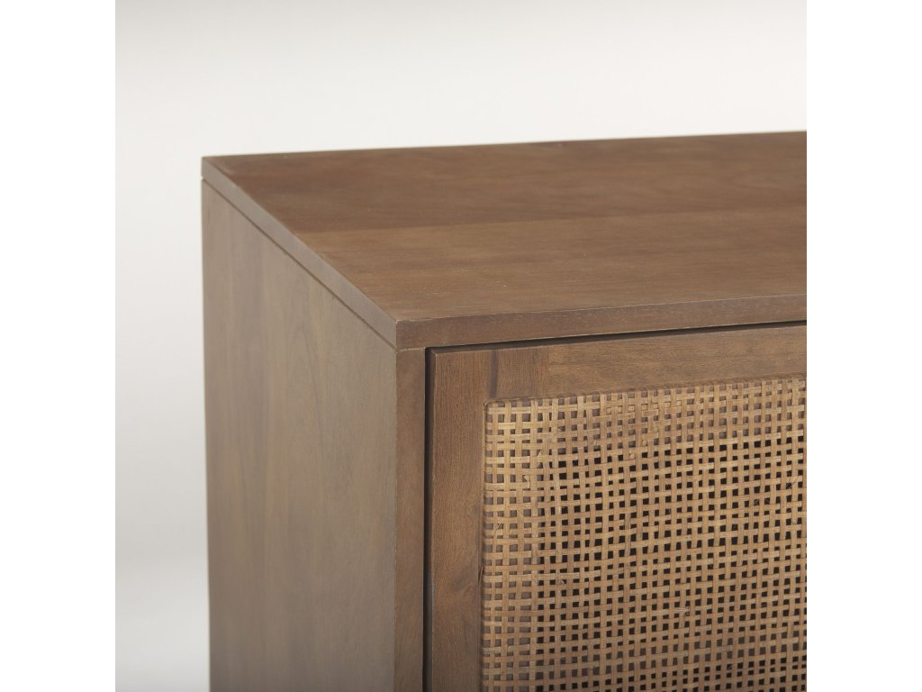 65.0L x 18.75W x 23.0H Medium Brown Solid Wood w/Cane Media Console - image 9
