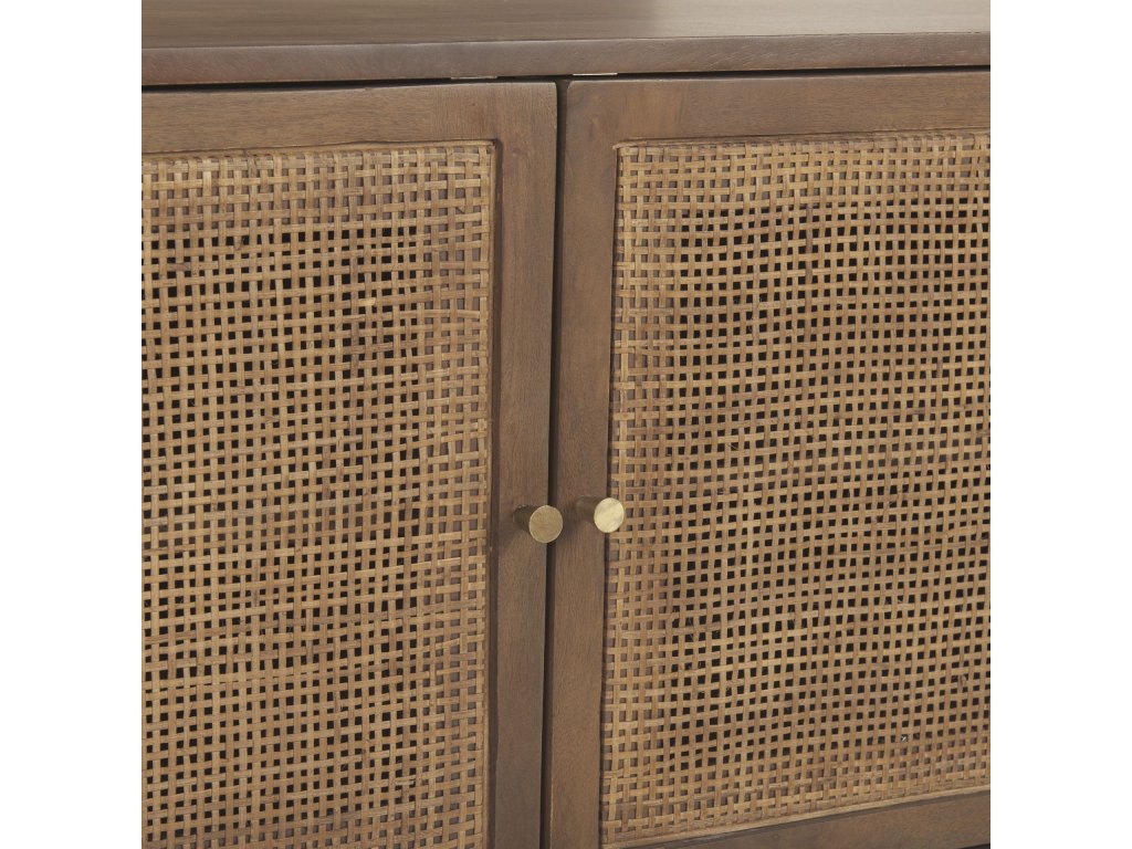 65.0L x 18.75W x 23.0H Medium Brown Solid Wood w/Cane Media Console - image 10