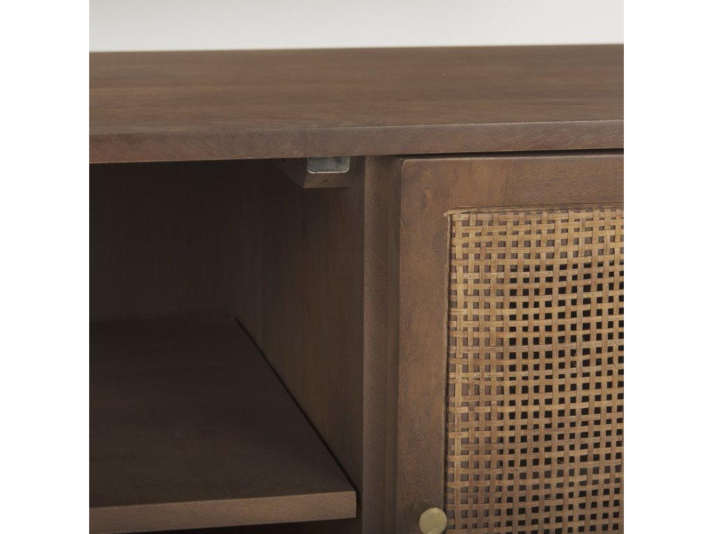 65.0L x 18.75W x 23.0H Medium Brown Solid Wood w/Cane Media Console - image 11