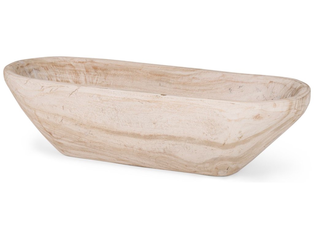 Extra Large Oblong Light-Wash Reclaimed Wood Bowl - main image