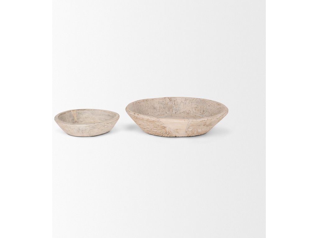 Set of 2 Large Light-Wash Reclaimed Wood Bowls - image 4