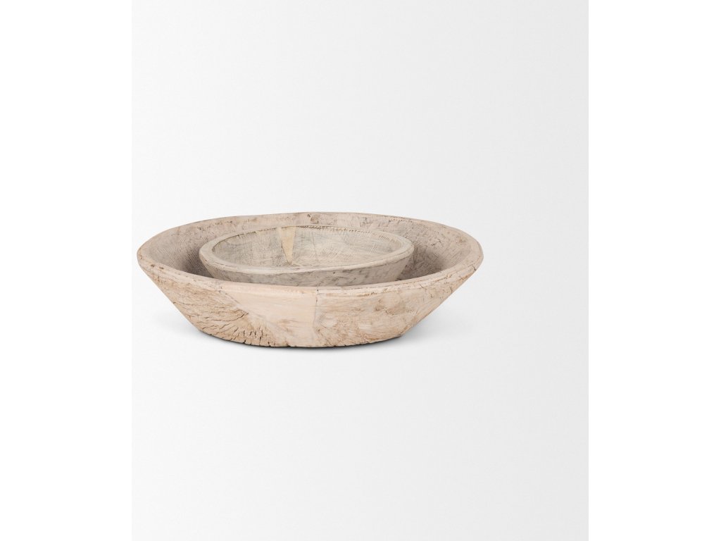 Set of 2 Large Light-Wash Reclaimed Wood Bowls - image 5