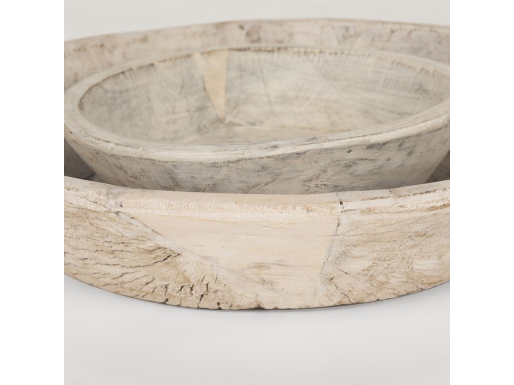 Set of 2 Large Light-Wash Reclaimed Wood Bowls - image 6