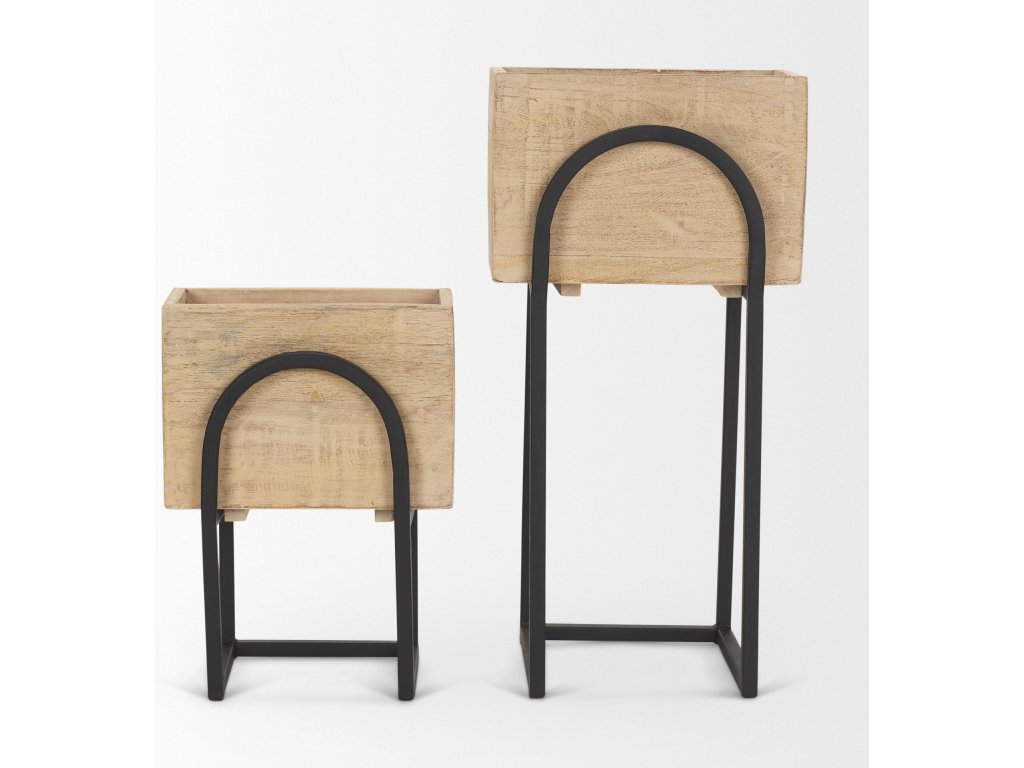 Set of 2 Beige Wood w/ Black Metal Arch Frames - image 1