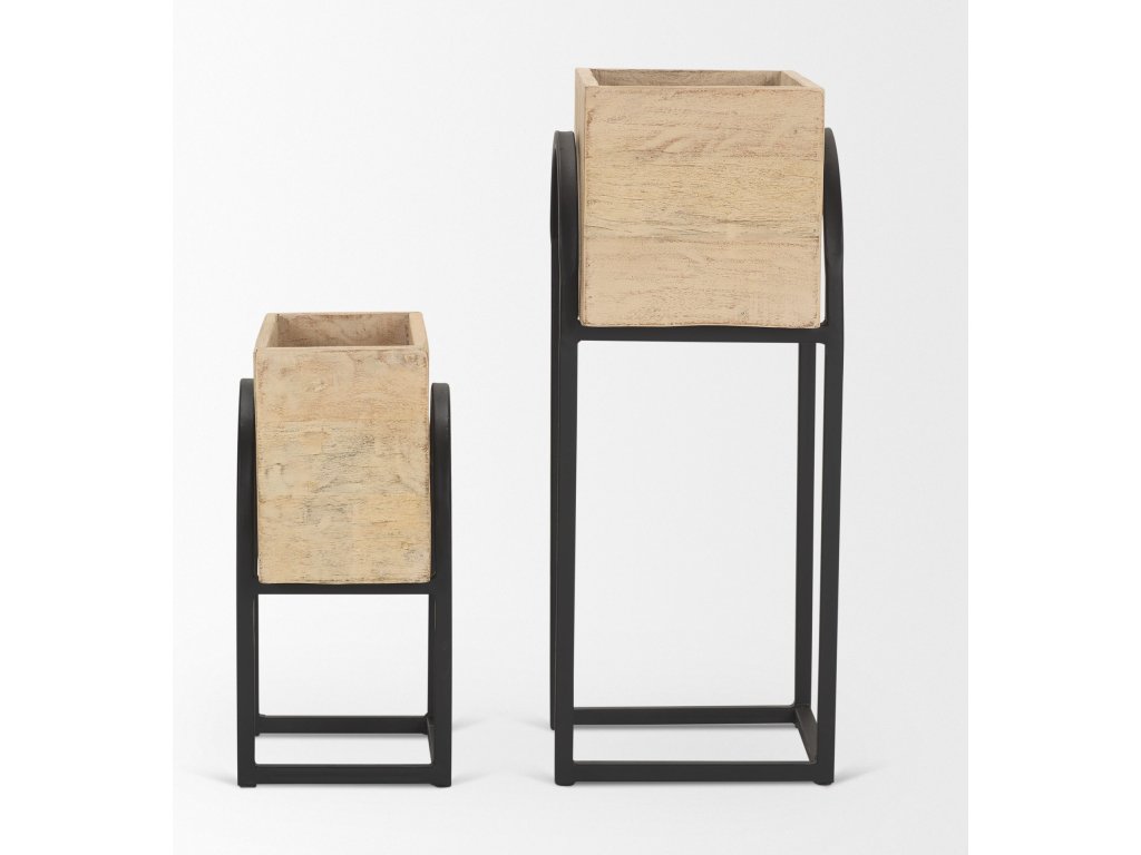 Set of 2 Beige Wood w/ Black Metal Arch Frames - image 2