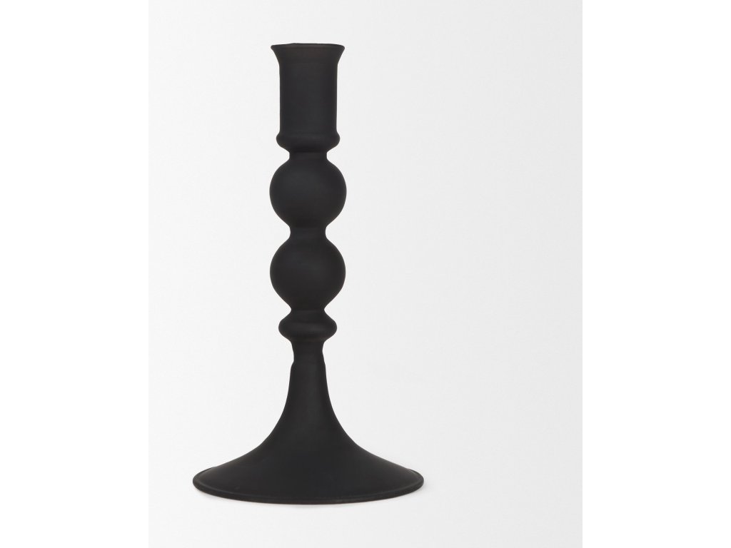 Small Matte Black Blown Glass Candlestick - image 2