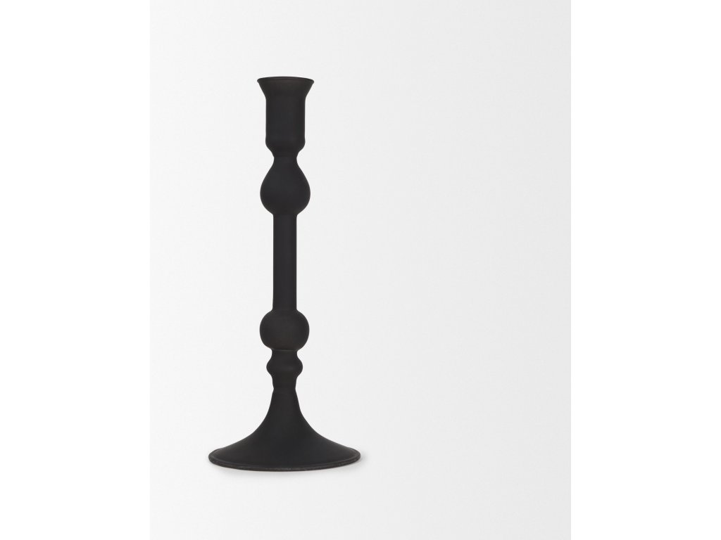 Medium Matte Black Blown Glass Candlestick - image 2