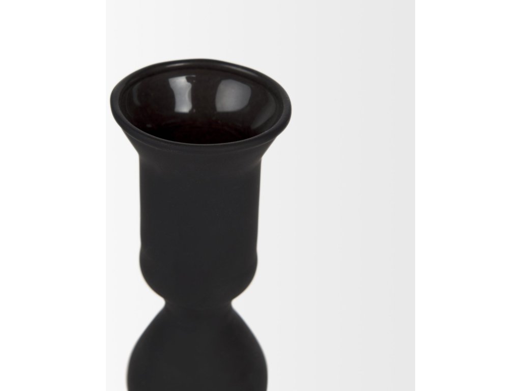 Medium Matte Black Blown Glass Candlestick - image 3
