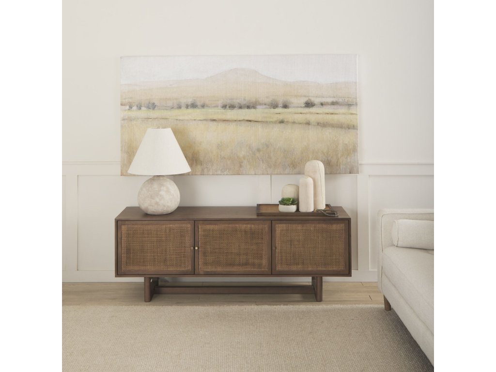 65.0L x 18.75W x 23.0H Medium Brown Solid Wood w/Cane Media Console - image 3