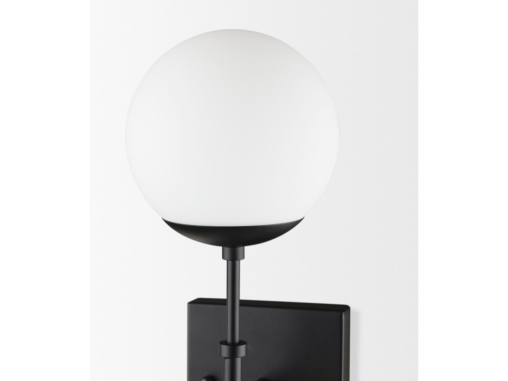 Matte Black Metal w/ Frosted Glass Globes 2-Light Wall Sconce - image 4